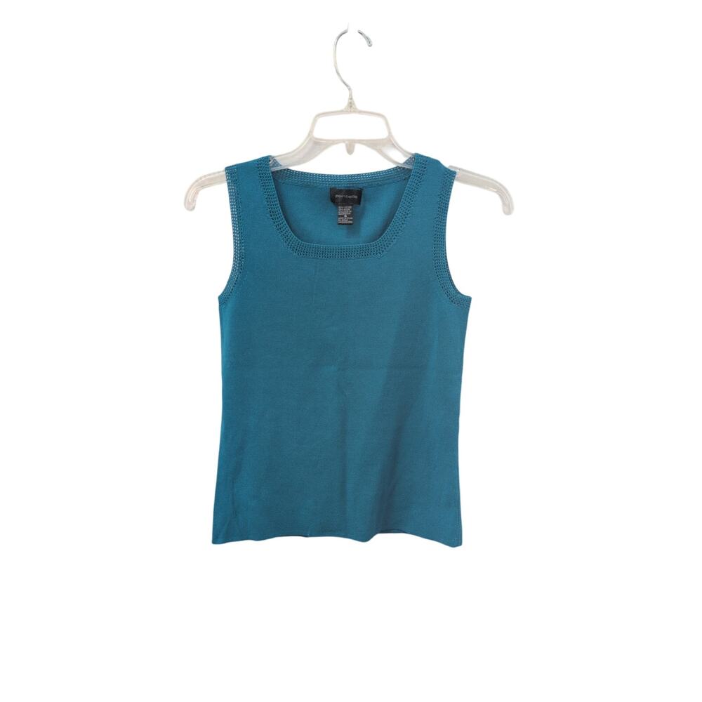Teal Pointelle Knit Top | Size Small | Viscose Blend